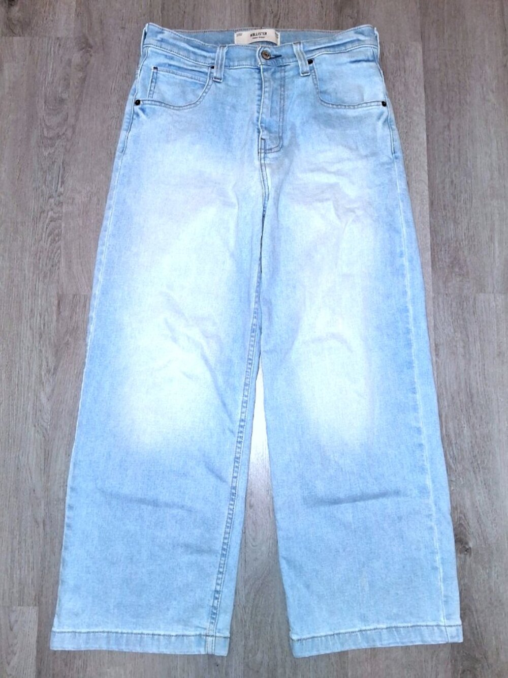 Hollister Super Baggy Jeans Size W30 L28 Wide Leg Distressed Denim Flared Jeans